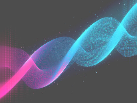 Abstract blue and pink data grid wave