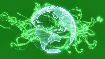Cosmic Spin Cycle with wireframe globe effect subtly spinning effect wireframe mesh green screen style featuring wireframe globe, - Powered by Adobe