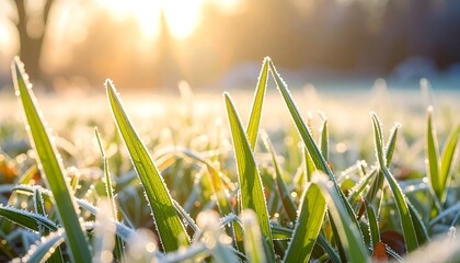 Frost on blades of grass