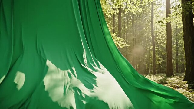 Golden hour light filtering through abstract crystals with minimal curtain animation, soft lighting, effect ad_ready green screen
