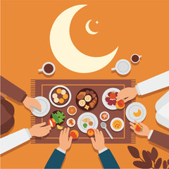 Ramadan Iftar Feast A Shared Meal Under the Crescent Moon.
