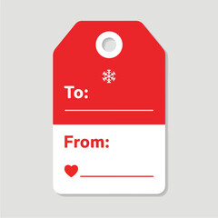 Red and White Gift Tag with To and From Sections.