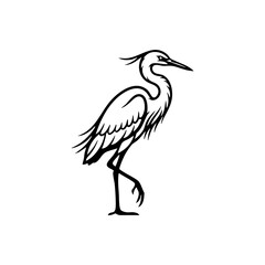 Fototapeta premium Black and White Egret Bird Elegant Wetland Icon