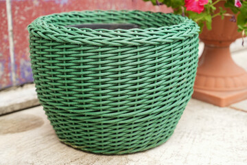 Big green rattan wicker pot