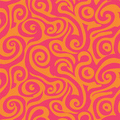 Swirling Pink and Orange Abstract Pattern Design.