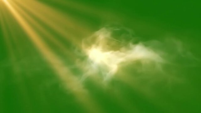 Misty morning light dance on foggy terrain with subtle light shafts emanating from effect ad_ready green screen subtle cloud