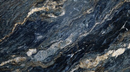 Close-up of a striking, swirling abstract pattern in shades of blue, gold, and white, resembling natural stone
