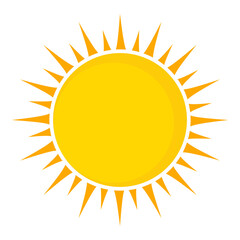 Yellow sun illustration. Abstract design of a shining sun in a flat style.	
