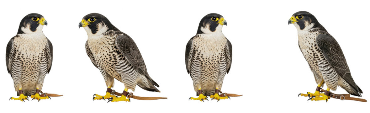 Peregrine falcon bird set isolated on white background