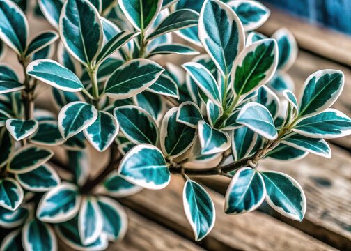 Detailed closeup of Euonymus fortunei branch structure showcasing delicate foliage and intricate wood grain
