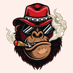 Cool Gorilla with Fedora and Cigar