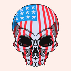 American Flag Skull Illustration