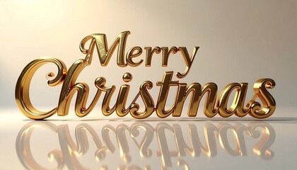 Texto decorativo &ldquo;Merry Christmas&rdquo; en un estilo dorado metalizado brillante, con reflejos realistas y volumen elegante. Tipograf&iacute;a ornamental con curvas suaves y acabado luminoso.