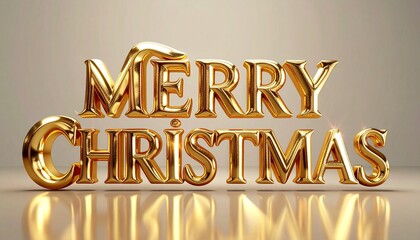 Texto decorativo &ldquo;Merry Christmas&rdquo; en un estilo dorado metalizado brillante, con reflejos realistas y volumen elegante. Tipograf&iacute;a ornamental con curvas suaves y acabado luminoso.