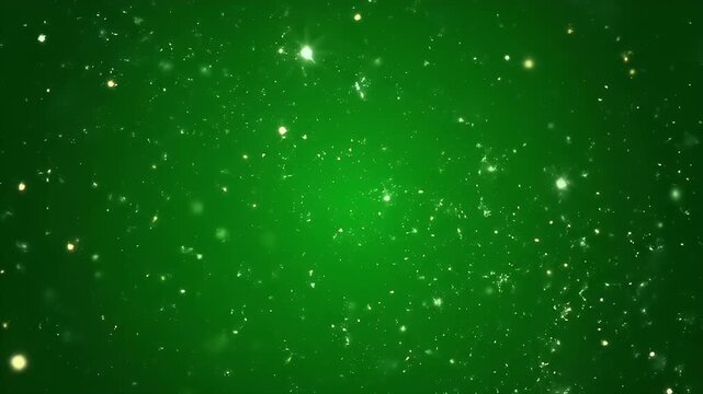 Sparkling green abstract background with floating light particles