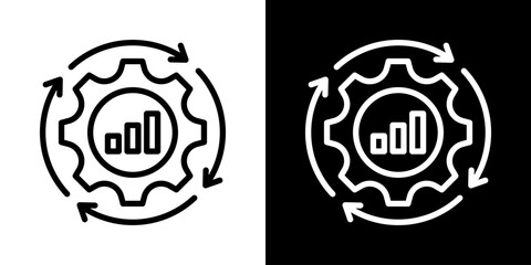 Benchmarking Process Icon Of Line Black And White Style 