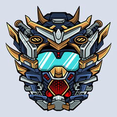 Intricate Futuristic Mecha Head with Visor
