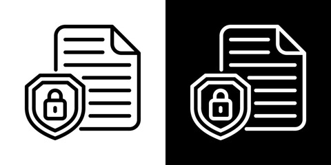 File Security Icon Of Line Black And White Style 