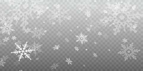 Simple heavy snowflakes design. Wintertime speck freeze shapes. Snowfall weather white blue illustration. Scattered snowflakes december theme. Snow hurricane landscape.	