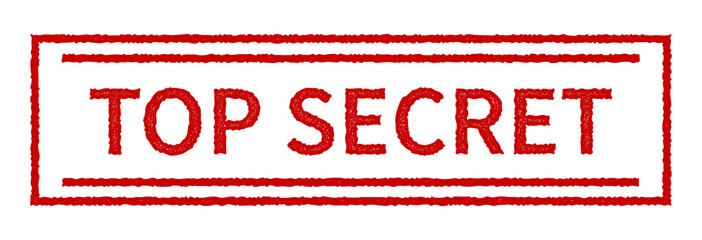 Top Secret red grunge rubber stamp icon. Isolated PNG sign with distressed texture and rough edges for confidential documents, privacy concepts, and security design.