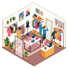 Obraz premium Woman Shopping in Modern Clothing Store.
