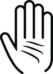 Obraz premium Simple Black and White Palm Icon Showing Three Lines on Hand