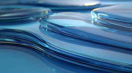 Abstract Blue Waves Flowing Liquid Surface Close-up Macro Shot.