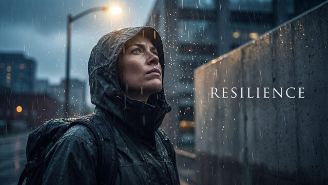 Person Standing Strong in Challenging Weather - Resilience, Perseverance, Strength, Overcoming Adversity, Inner Power, Determination, Mental Strength, Courage, Empowerment, Inspiration