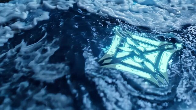 An open book surges with water, a glowing light source present