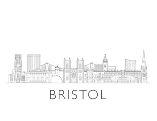 Obraz premium Bristol England UK cityscape illustration skyline drawing