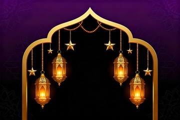 Eid al-Fitr Festival Illustration with Islamic Ornaments