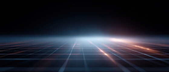 technology innovation concept with abstract grid and glowing elements