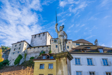 The City of Feldkirch with the Schattenburg Castle in the State of Voralberg, Austria 