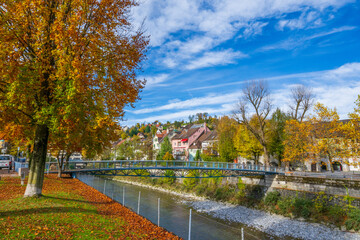 The City of Feldkirch along the River Ill in the State of Voralberg, Austria 