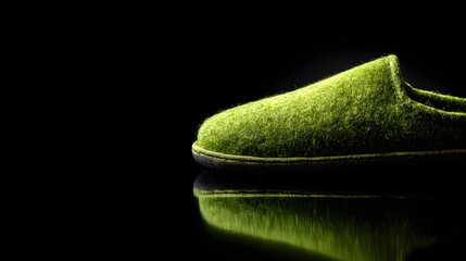 Cozy Green Felt Slipper with Reflective Surface.
