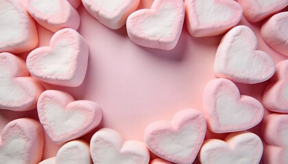 Soft Marshmallow Hearts Surrounded by a Pastel Pink Background for a Sweet and Playful Aesthetic