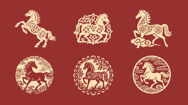 A set of designs featuring horses for the Lunar New Year.