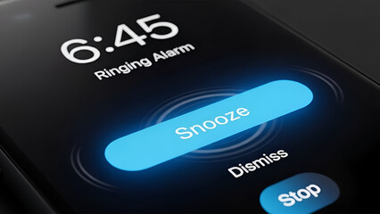 A Phone Alarm Clock Displaying 6:45 AM with the Snooze and Dismiss Options Visible