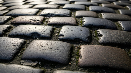 Close-up of textured cobblestone path reveals history and rustic charm in patterns and tones