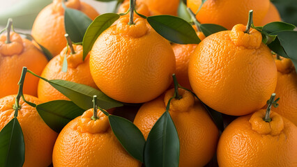 Tangerine Temptation: A Vibrant Citrus Display of Sumos with Luscious Green Leaves