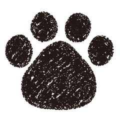 クレヨン素材　手描きの肉球の足跡のイラスト　犬　猫
