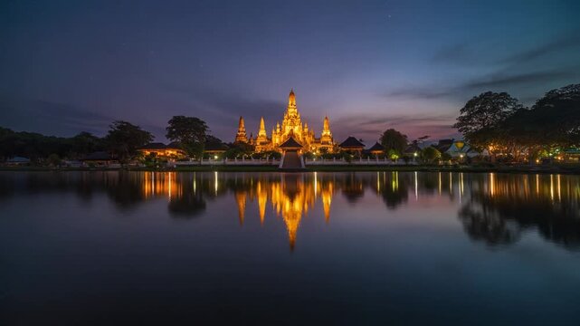 Beautiful Reflection of Kandawgyi Lake Temple in Yangon, Myanmar