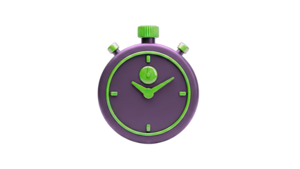 3D Stopwatch Icon on White Background