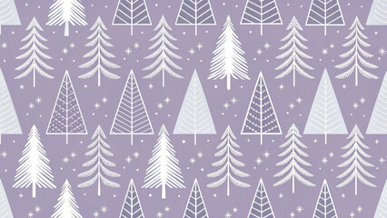Minimal seamless pattern of abstract Christmas trees made from white zigzag vector background 