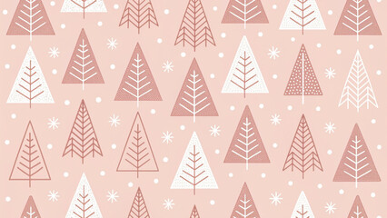 Minimal seamless pattern of abstract Christmas trees made from white zigzag vector background 