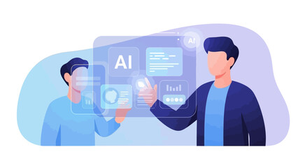 Human and Artificial Intelligence Collaboration Interface Illustration