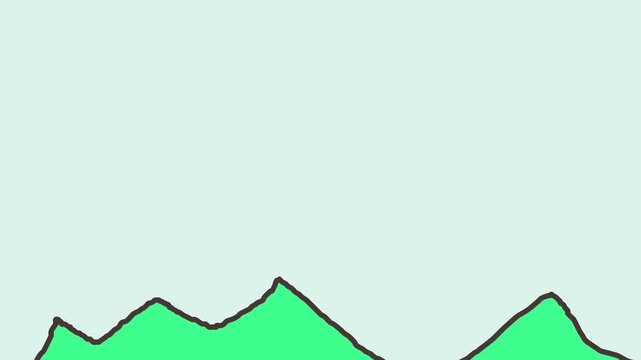 Sharp rocks, shapes, or teeth flash across the screen below, changing colors.
