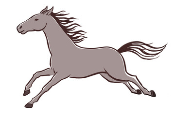 走る馬をシンプルでかわいいフラットイラストにした動物アイコン・ワンポイント素材