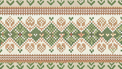 nordic fair isle seamless pattern featuring pixel-style coffee cups vector background 