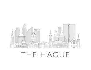 Fototapeta premium The Hague Netherlands cityscape illustration skyline drawing